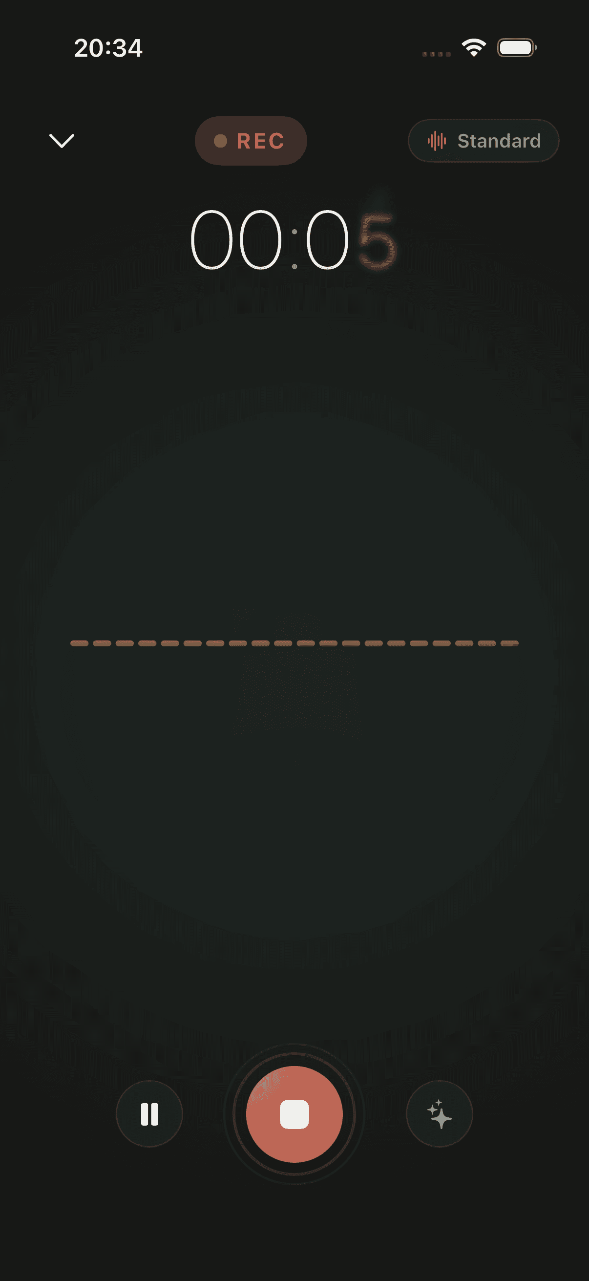 Memoth record screen in dark mode